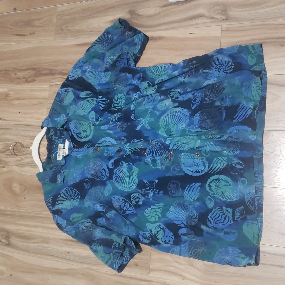 Nomadic Traders Blue and Green Patterned Shirt Jacket